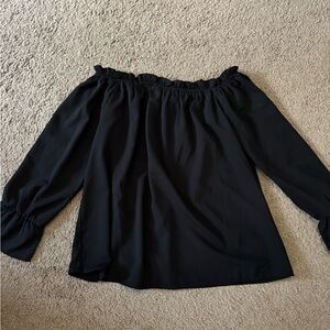 Lulu's Black Off-the-Shoulder Ruffle Blouse